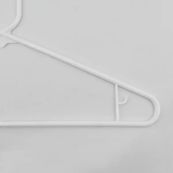 Lot of 10 White Plastic Clothes Hangers with Strap Hooks