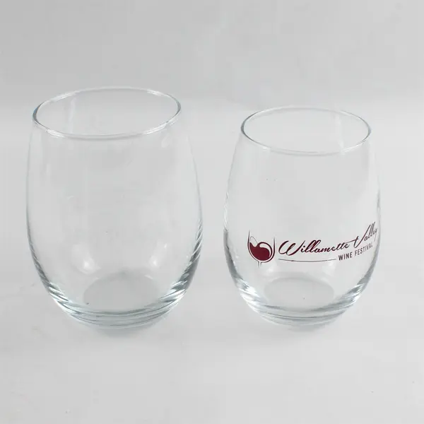 Lot of 2 Willamette Valley Stemless Wine Glasses Festival 3rd Place 5" 4.5"