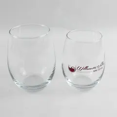Lot of 2 Willamette Valley Stemless Wine Glasses Festival 3rd Place 5" 4.5"