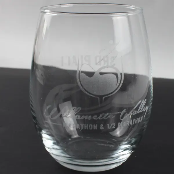 Lot of 2 Willamette Valley Stemless Wine Glasses Festival 3rd Place 5" 4.5"