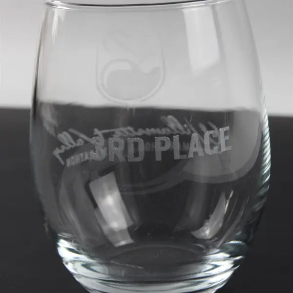 Lot of 2 Willamette Valley Stemless Wine Glasses Festival 3rd Place 5" 4.5"