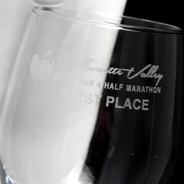 Lot of 2 Willamette Valley Stemless Wine Glasses Festival 3rd Place 5" 4.5"