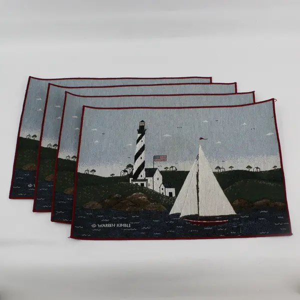 Set of 4 Warren Kimble Nautical Sailboat Lighthouse Placemats 12.5" x 18.5"