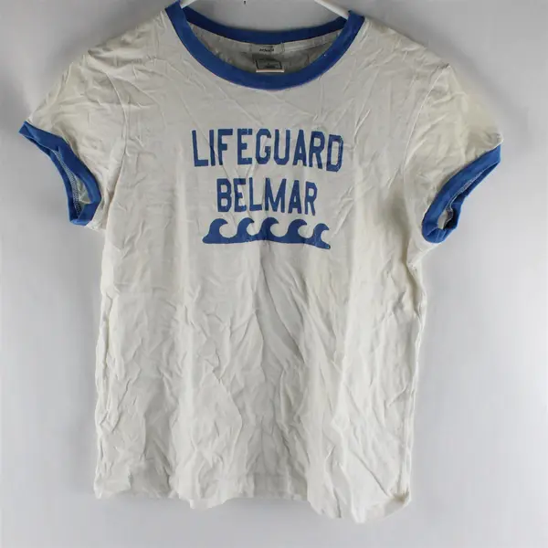 Old Navy Kid's T-Shirt Size Large White Blue Lifeguard Graphic Short Sleeve Tee