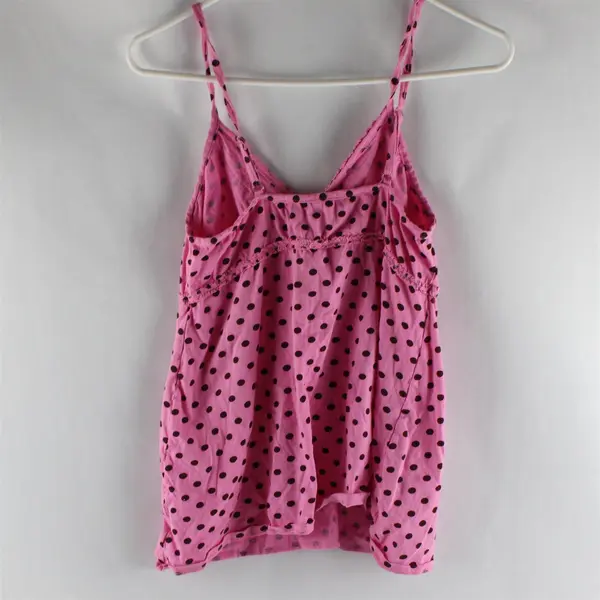 Twinklzzz Pink With Brown Polka Dots Babydoll Tank Top Women's Size Large