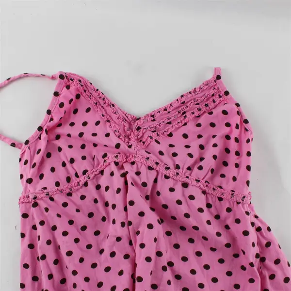 Twinklzzz Pink With Brown Polka Dots Babydoll Tank Top Women's Size Large