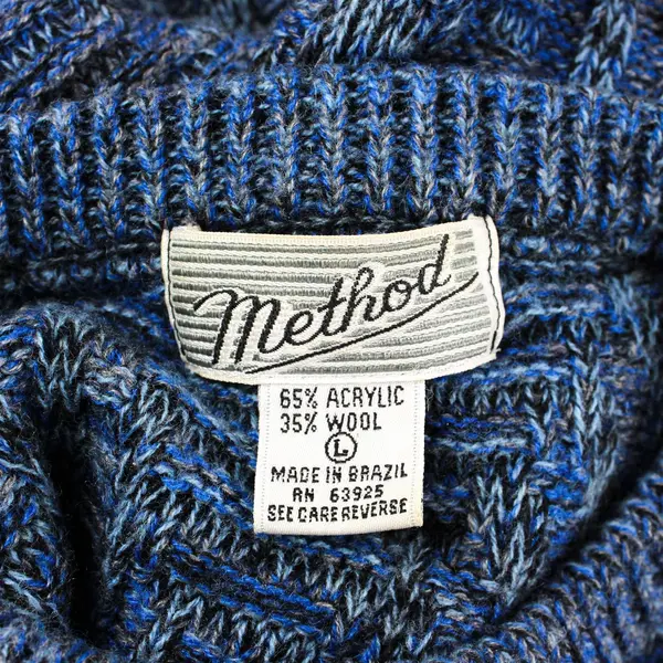 Vintage Method Blue Marled Knit Crew Neck Wool Blend Sweater Women's Large