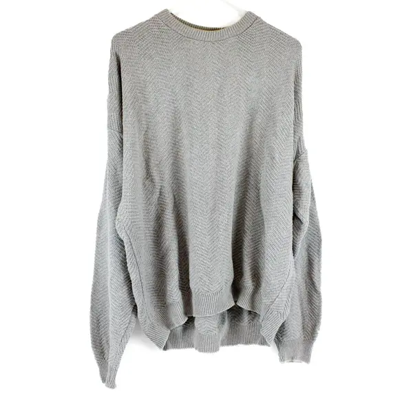 Champion Light Gray Crew Neck Cotton Sweater Men's Large FLAWED