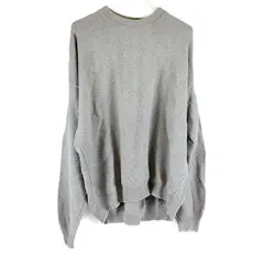 Champion Light Gray Crew Neck Cotton Sweater Men's Large FLAWED