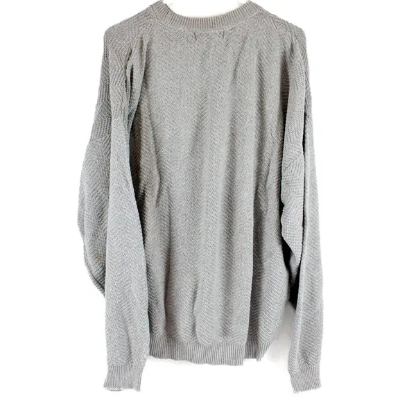Champion Light Gray Crew Neck Cotton Sweater Men's Large FLAWED