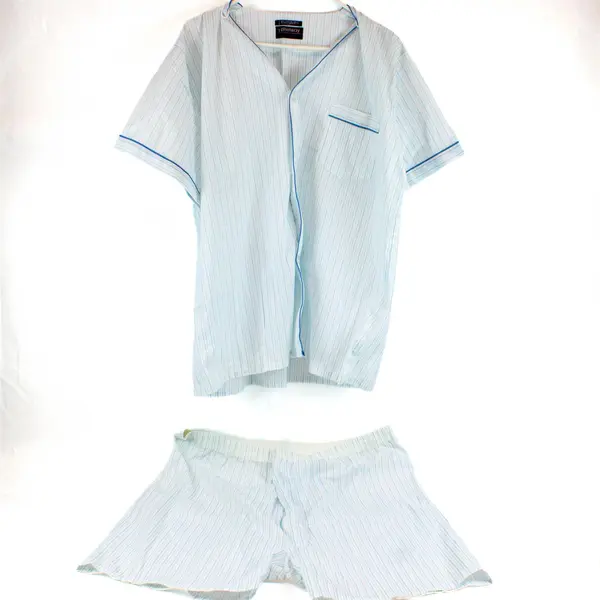 Vintage Pleetway Blue and White Striped Pajama Set Men's Large