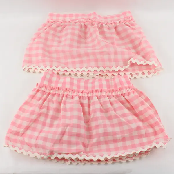 Set of 2 Vintage Sears Pink Gingham Ruffled Window Valances Perma-Prest