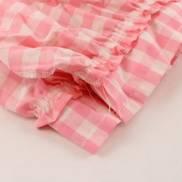 Set of 2 Vintage Sears Pink Gingham Ruffled Window Valances Perma-Prest