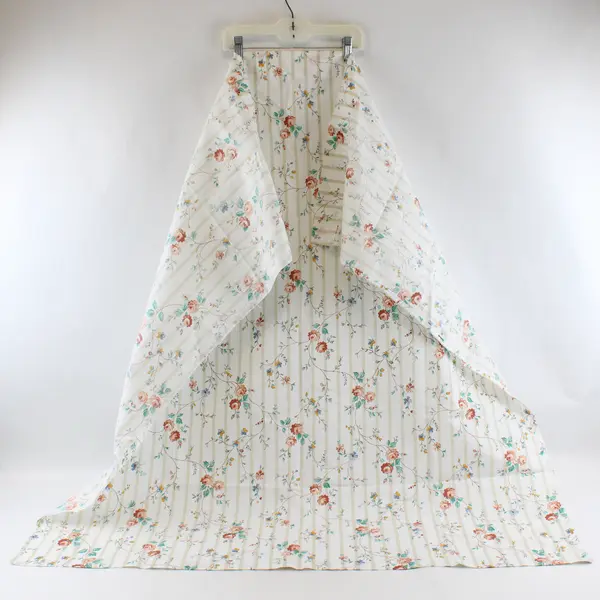 Vintage JC Penney Shabby Cottage Floral Single Curtain 44x40 White