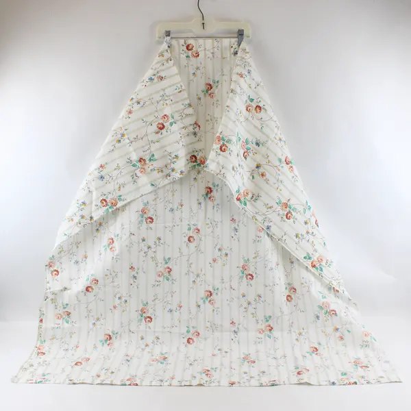 Vintage JC Penney Shabby Cottage Floral Single Curtain 44x40 White