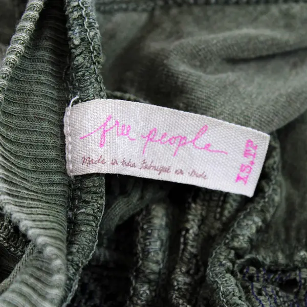 Free People Green Open-Work Detail Long-Sleeved Top Women's XS