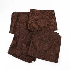 Set of 4 Brown Embossed Damask Jacquard Napkins