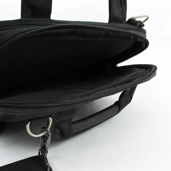 Black Polyester Laptop Briefcase Padded Strap Carrying Bag