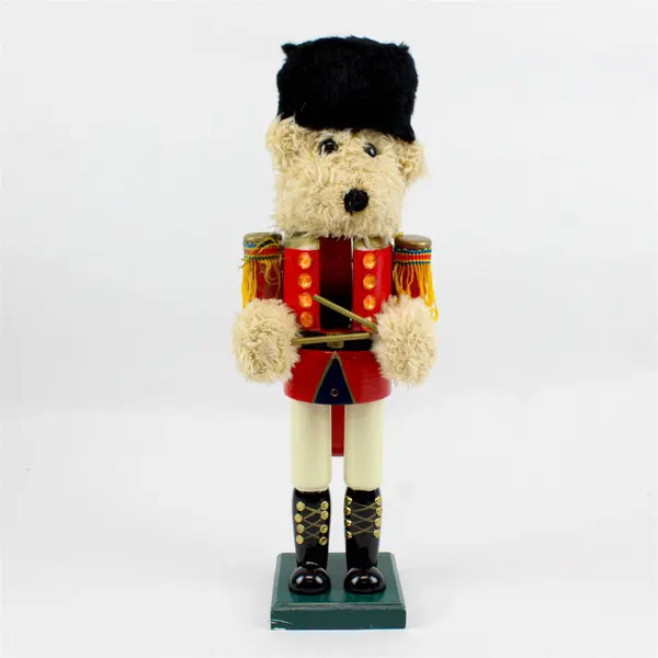 15in Plush Teddy Bear Soldier Drummer Nutcracker Red Gold Pre-Owned