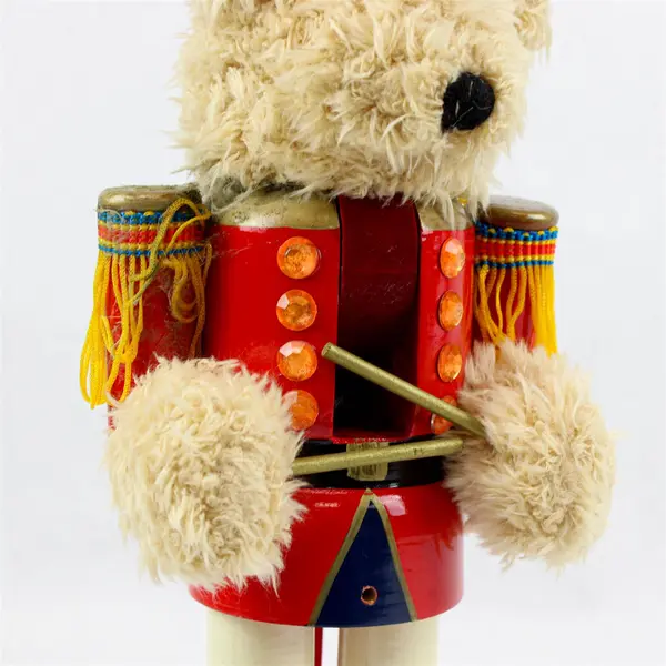 15in Plush Teddy Bear Soldier Drummer Nutcracker Red Gold Pre-Owned