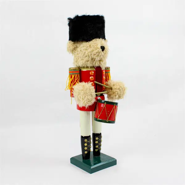 15in Teddy Bear Soldier Drummer Wooden Nutcracker Red Gold Christmas