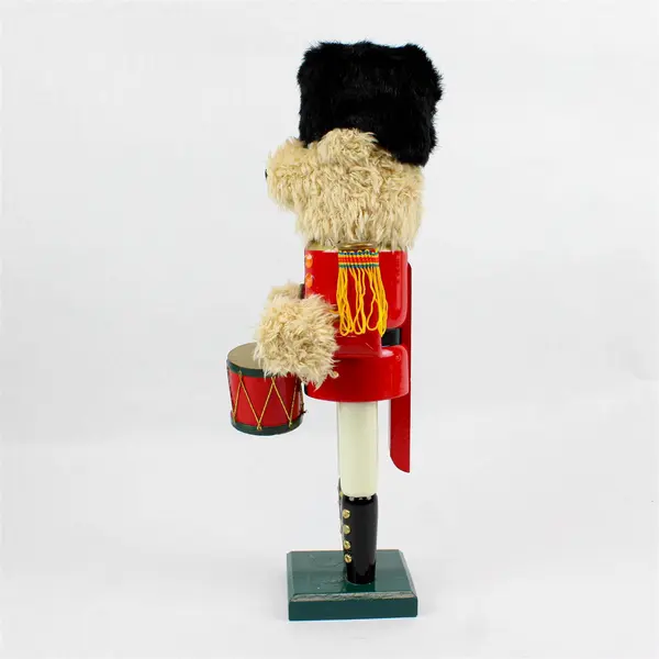 15in Teddy Bear Soldier Drummer Wooden Nutcracker Red Gold Christmas