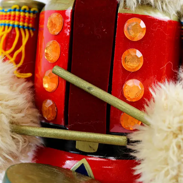 15in Teddy Bear Soldier Drummer Wooden Nutcracker Red Gold Christmas