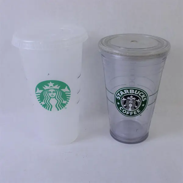 Lot of 2 Starbucks Plastic Cups Collectible Advertising