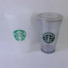 Lot of 2 Starbucks Plastic Cups Collectible Advertising