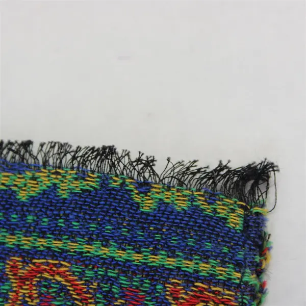 Unbranded Blue Gold Paisley Scarf Wrap Shawl 35x18 Frayed Edges
