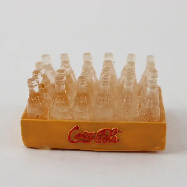 Vintage Miniature Coca-Cola Set 24 Plastic Bottles in Yellow Crate Collectible