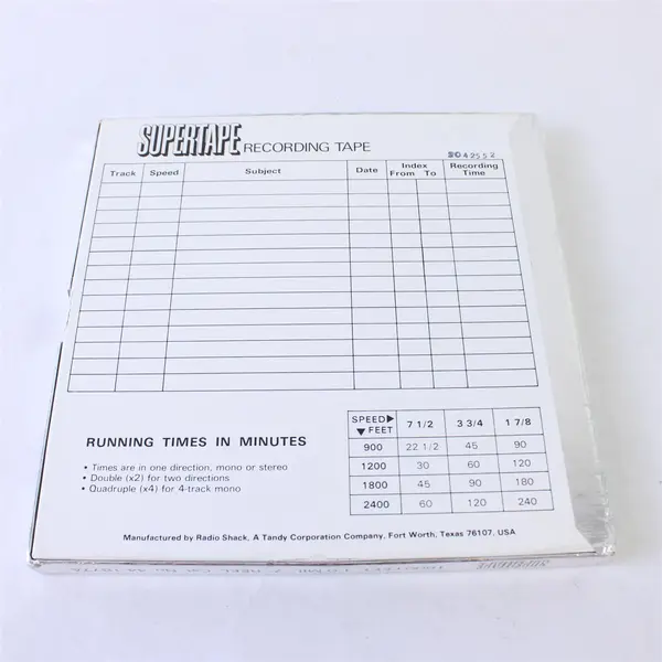 Realistic Supertape 7" Reel-to-Reel Recording Tape 1800ft Low Noise NEW