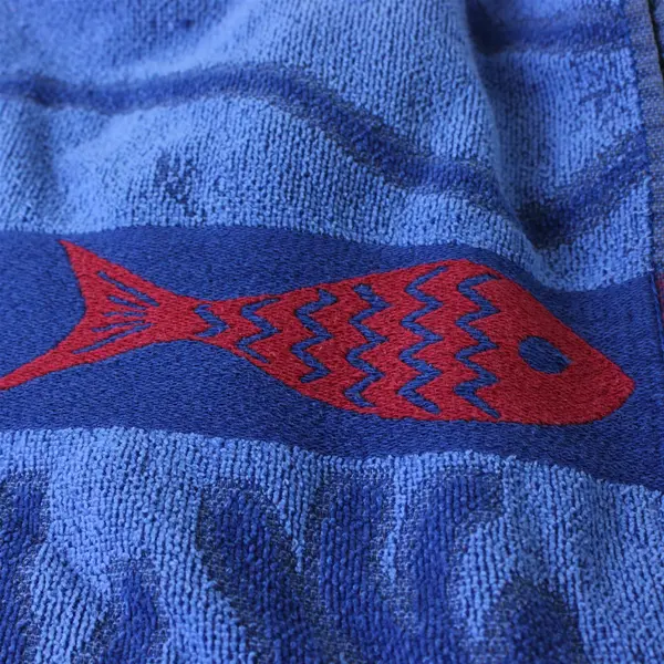 Santens Beach Towel Blue Red Fish Coastal Pre-Owned
