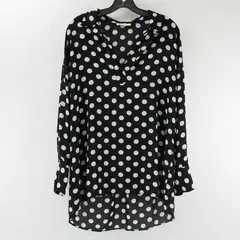DR2 Sheer White Polka Dot Black Long-Sleeved Blouse Women's Medium