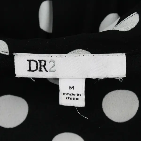 DR2 Sheer White Polka Dot Black Long-Sleeved Blouse Women's Medium