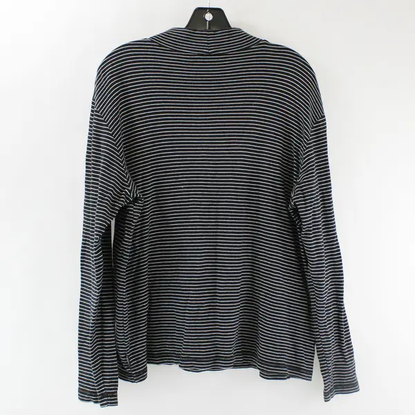 Liz Claiborne Black and White Striped Stand Collar Long-Sleeved Top Women's XL