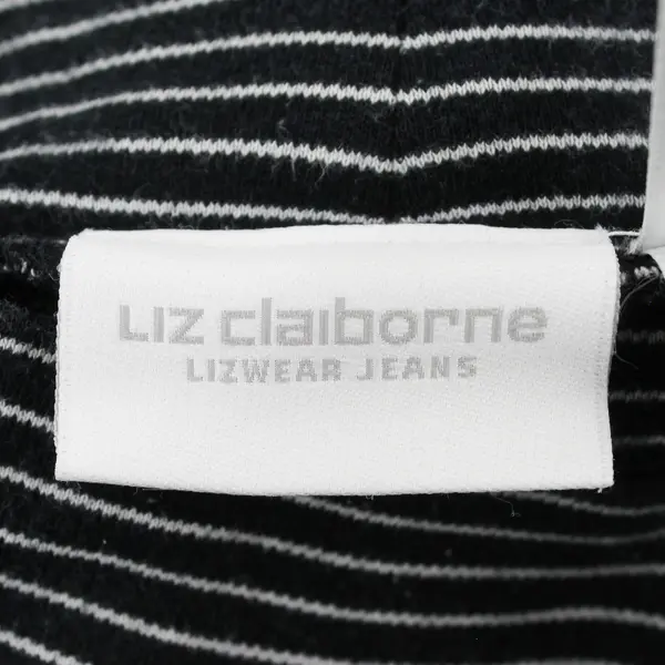 Liz Claiborne Black and White Striped Stand Collar Long-Sleeved Top Women's XL