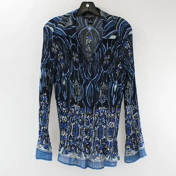Separates by New York City Design Co. Sheer Blue Flared Sleeve Blouse Women's 1X