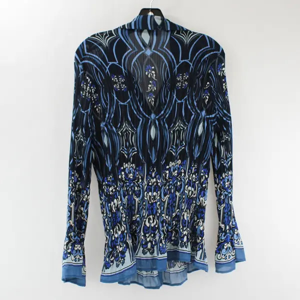 Separates by New York City Design Co. Sheer Blue Flared Sleeve Blouse Women's 1X