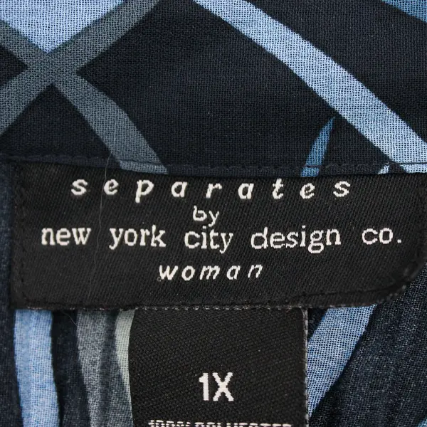 Separates by New York City Design Co. Sheer Blue Flared Sleeve Blouse Women's 1X