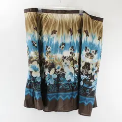 Liz & Co. Brown and Blue Tropical Floral Print Wrap Skirt Women's Medium