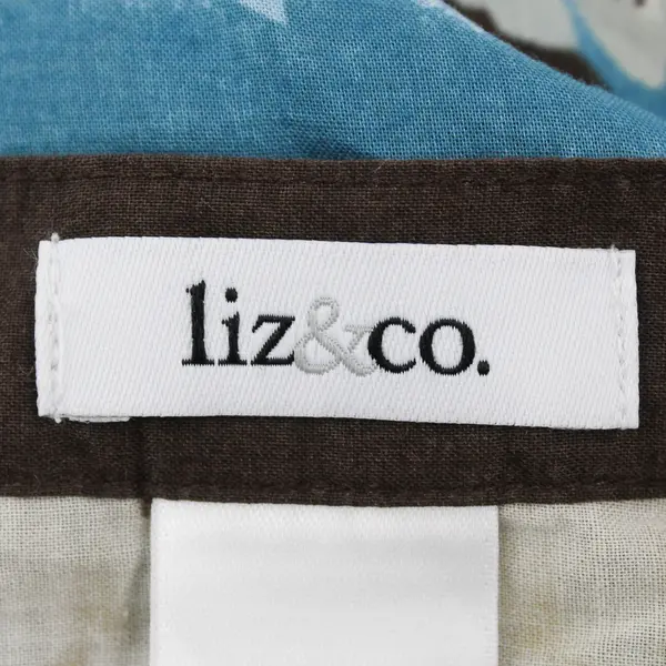 Liz & Co. Brown and Blue Tropical Floral Print Wrap Skirt Women's Medium
