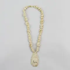 Vintage Hand Carved Elephant Synthetic Beaded Choker Necklace 16in