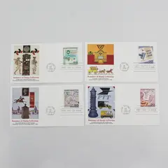 Set Of 4 Romance Of Stamp Collecting 22c 1986 FDC Fleetwood Cachet 