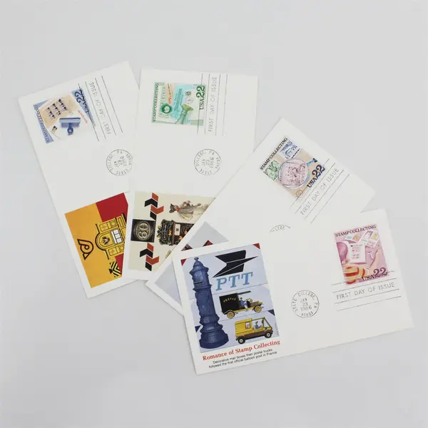 Set Of 4 Romance Of Stamp Collecting 22c 1986 FDC Fleetwood Cachet 