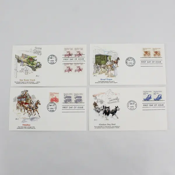 Set Of 4 Transportation Stamp 1986 First Day Covers Fleetwood Cachet