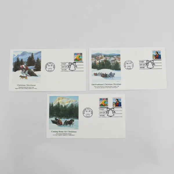 Set Of 3 Christmas Stamp SC #2244-45 1986 First Day Covers Fleetwood Cachet