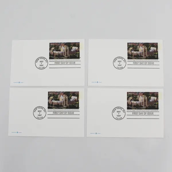 Lot of 4 USPS 1997 CUNY 150th New York 20c FDOI Postal Cards