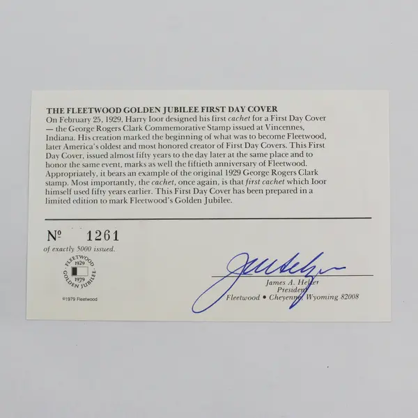 1979 Fleetwood Golden Jubilee First Day Cover 1261/5000 George Rogers Clark 