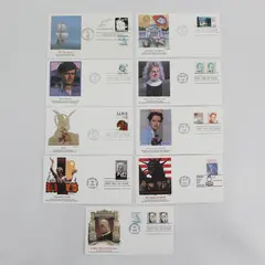 Lot Of 9 Mixed Stamp 1986 First Day Covers Fleetwood Cachet 